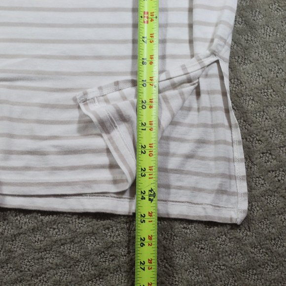 Abercrombie & Fitch Size Small Cream and Tan Striped Long Sleeve Crew Neck Shirt - Picture 4 of 5